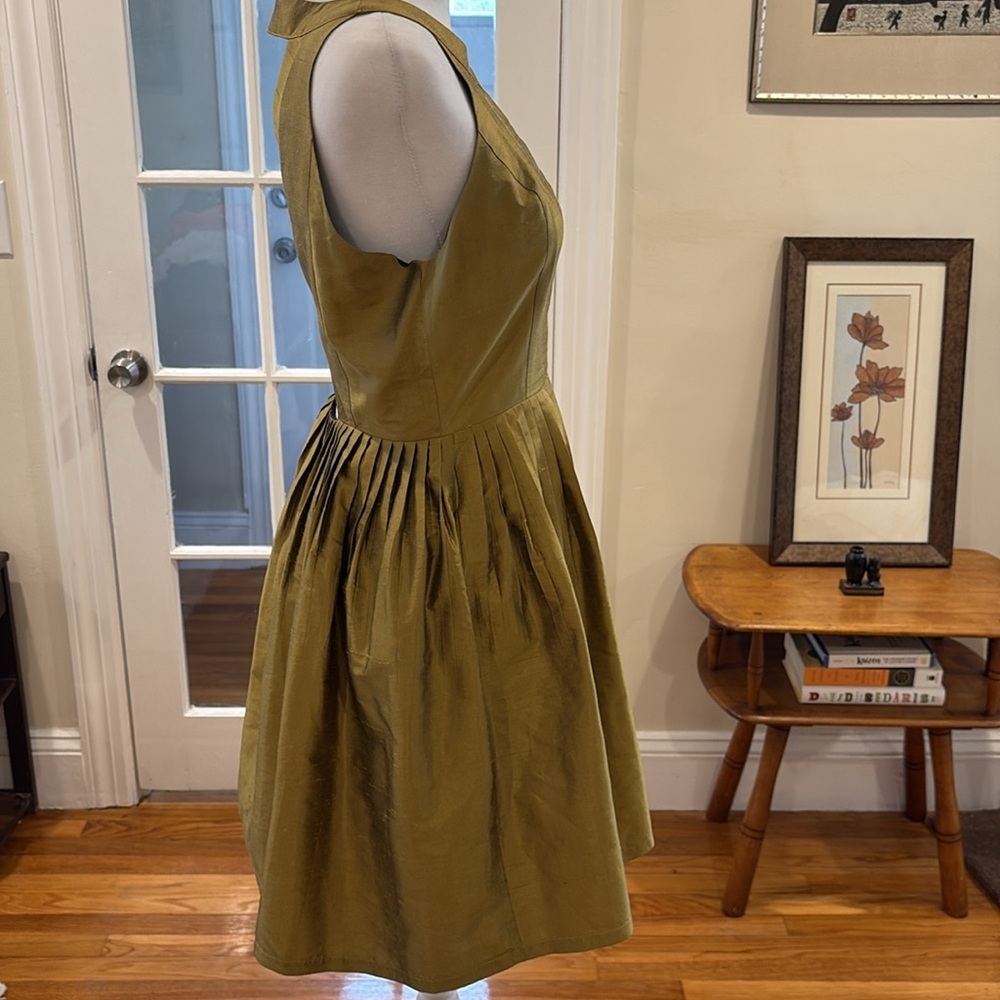 Anthropologie Harlyn Sleeveless Pleated Silk Fit-and-Flare Dress. Size XS. - Picture 6 of 10